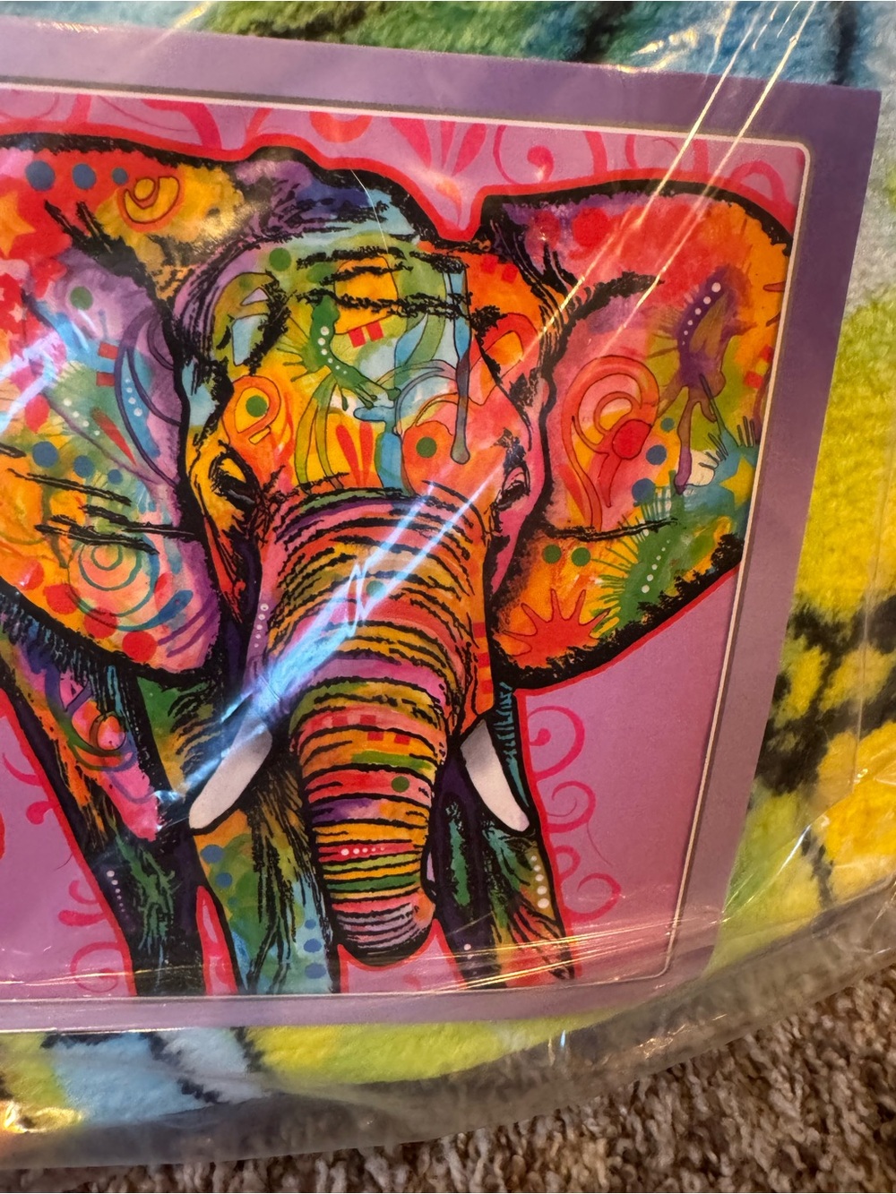 Dawhud Direct Colorful Elephant Fleece Throw Blanket - Bright Multicolor - Picture 2 of 3